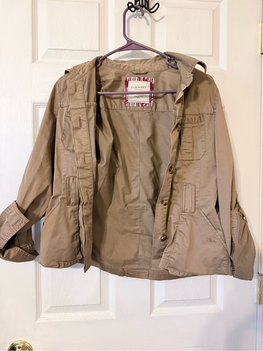 Old Navy Women's Beige Utility Jacket with Hood